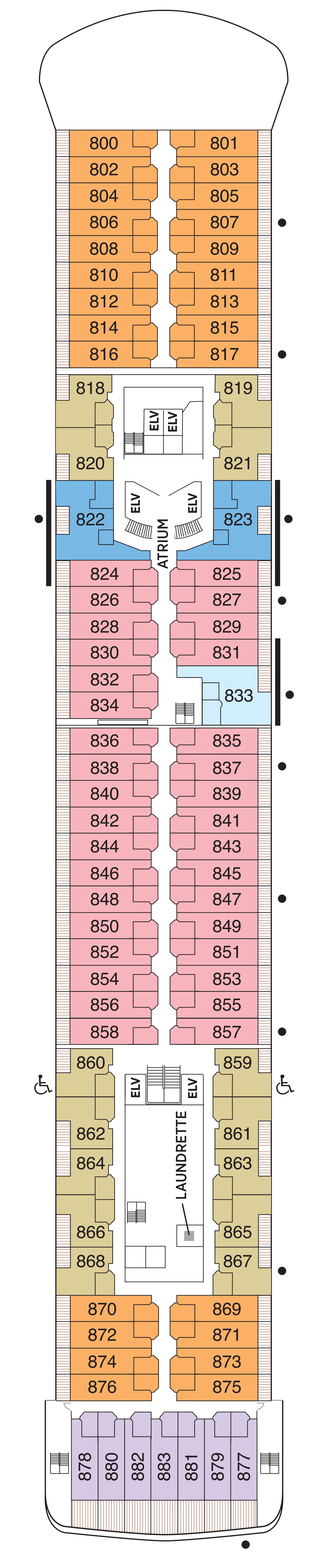 Deck 8 deck plan for Seven Seas Voyager