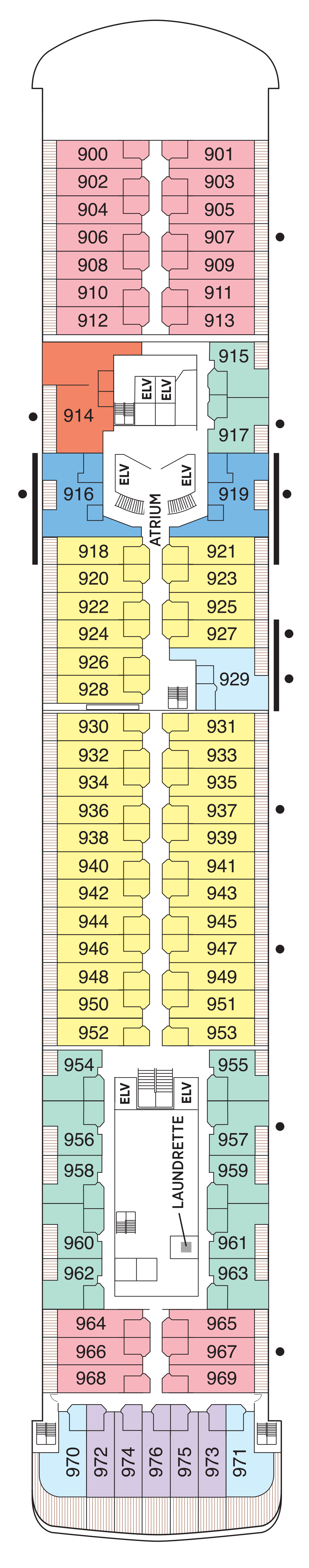 Deck 9 deck plan for Seven Seas Voyager