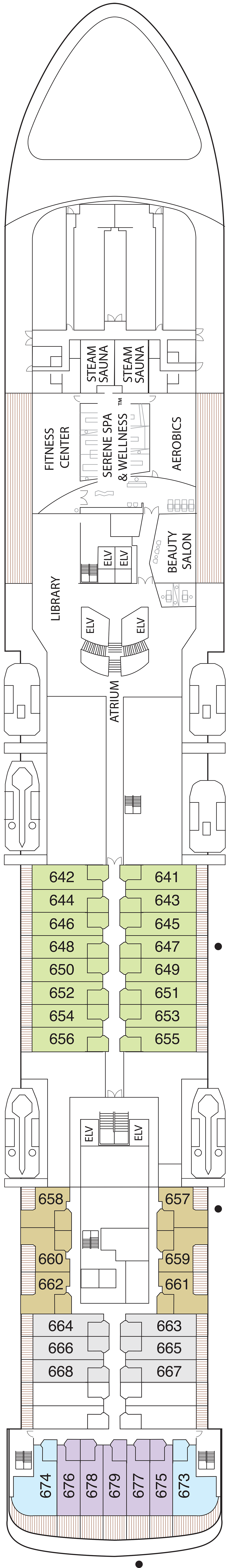 Deck 6 deck plan for Seven Seas Voyager
