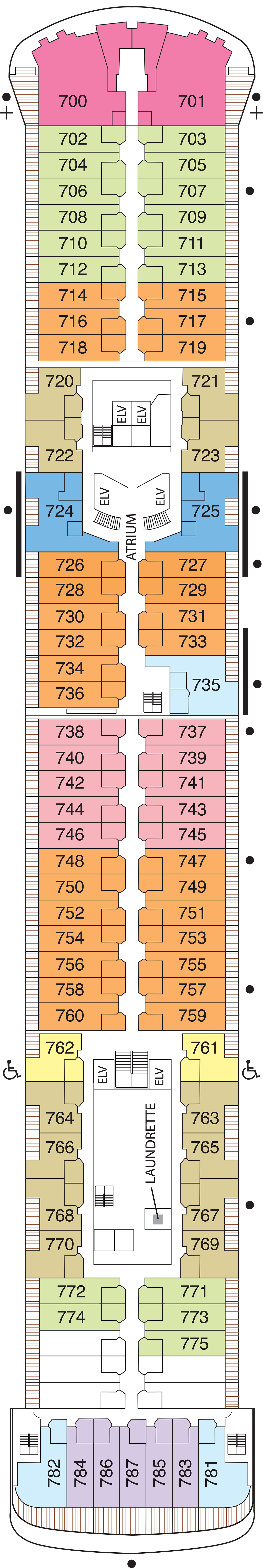 Deck 7 deck plan for Seven Seas Voyager
