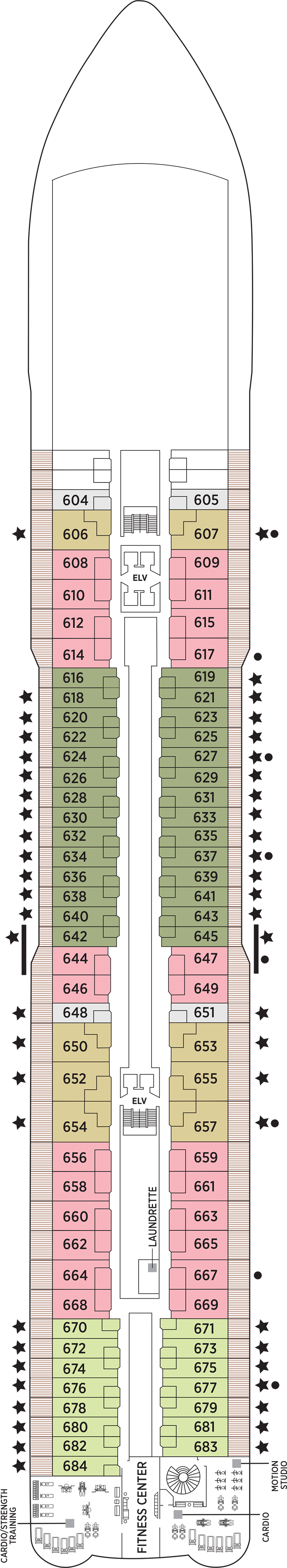 Deck 6 deck plan for Seven Seas Splendor