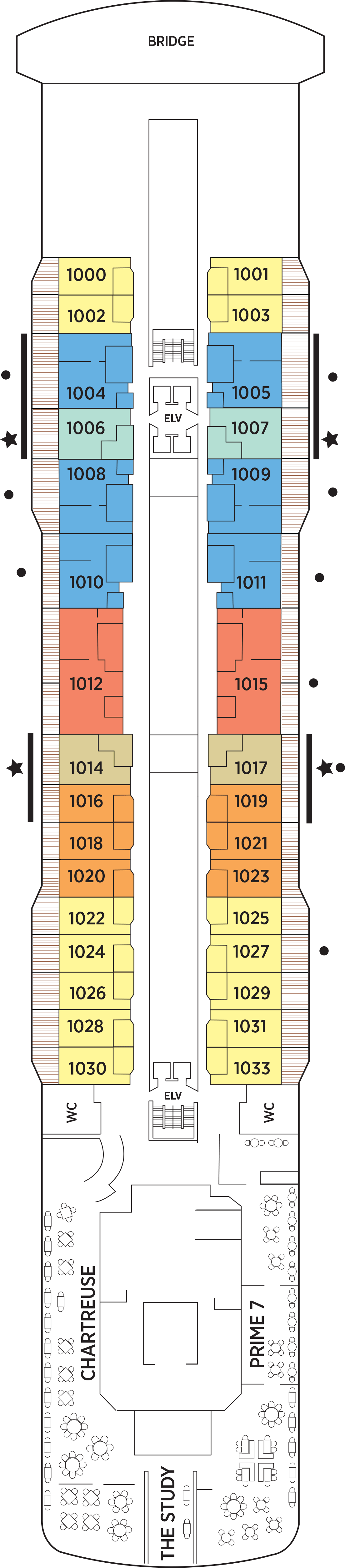 Deck 10 deck plan for Seven Seas Splendor
