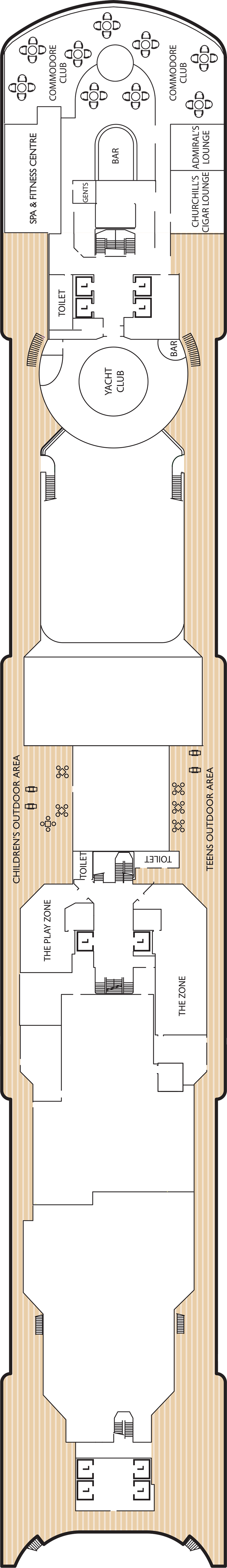 Deck 10 deck plan for Queen Victoria