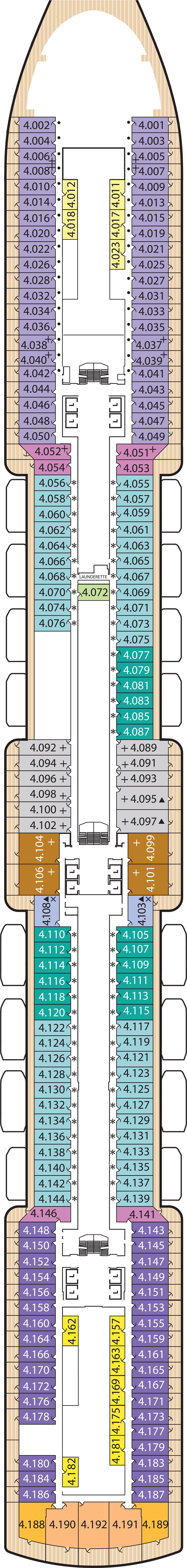 Deck 4 deck plan for Queen Victoria