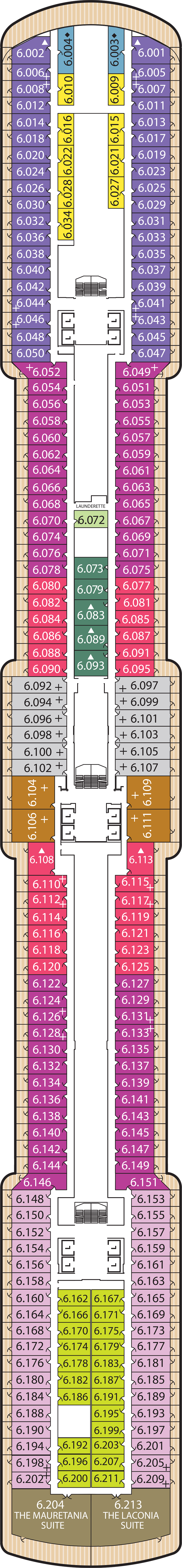 Deck 6 deck plan for Queen Victoria