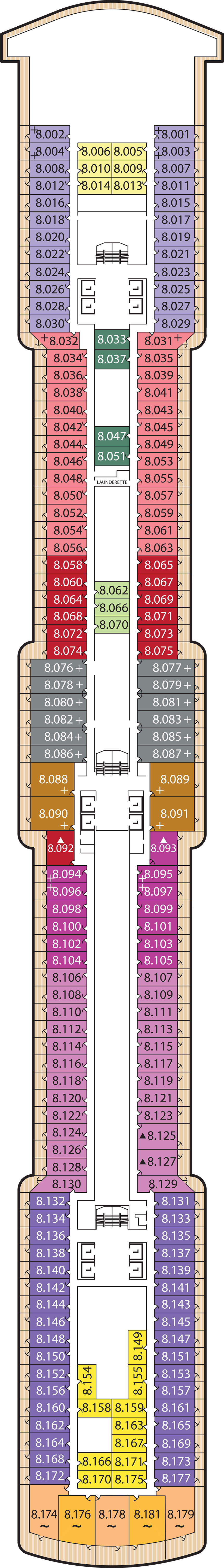 Deck 8 deck plan for Queen Victoria