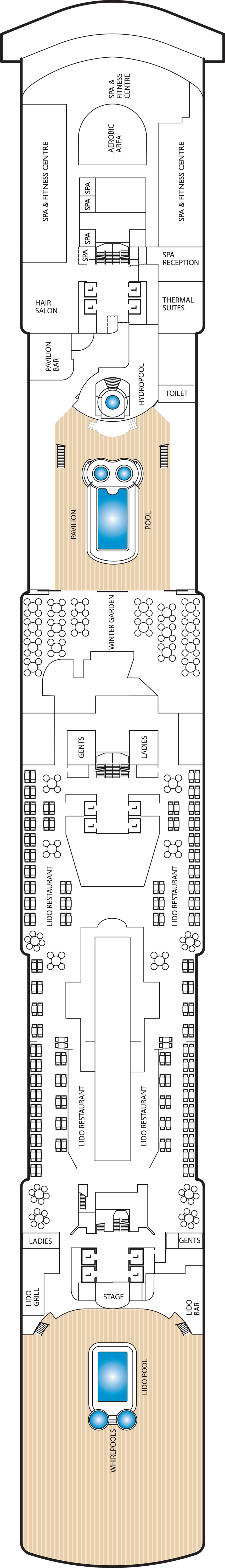 Deck 9 deck plan for Queen Victoria