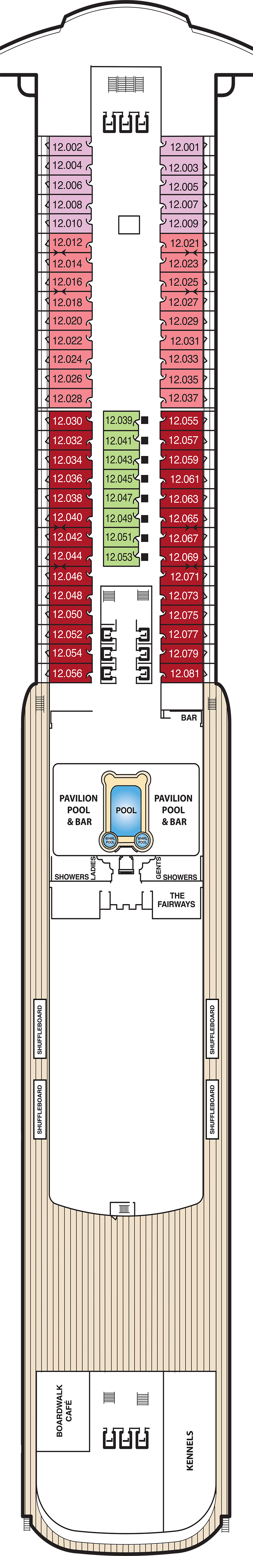 Deck 12 deck plan for Queen Mary 2