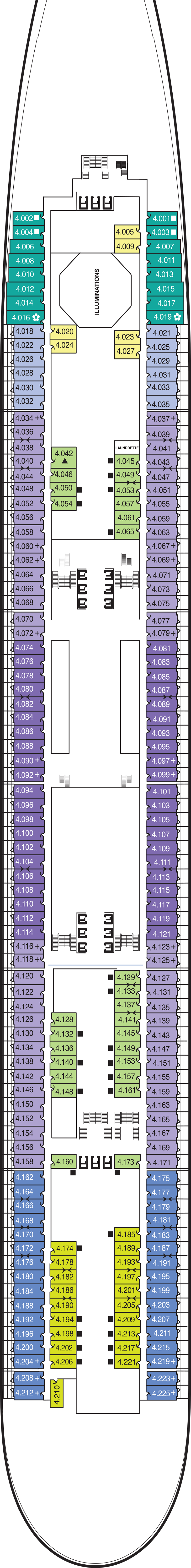 Deck 4 deck plan for Queen Mary 2