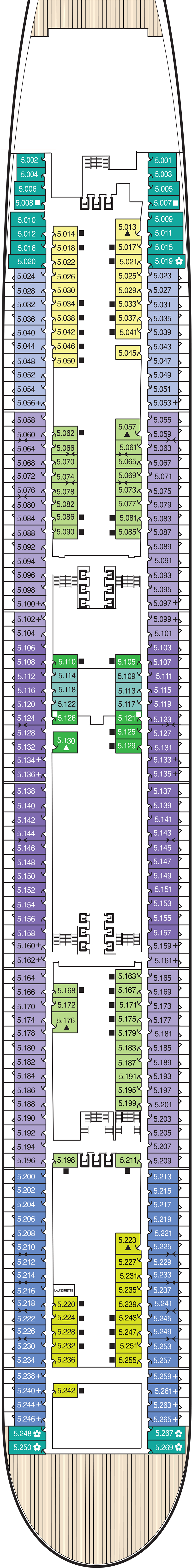 Deck 5 deck plan for Queen Mary 2