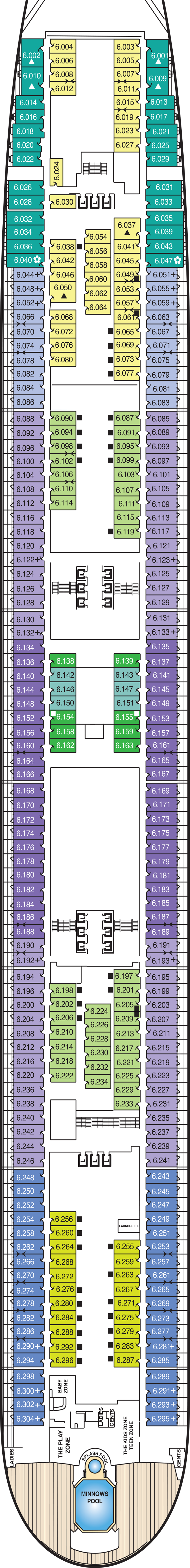Deck 6 deck plan for Queen Mary 2