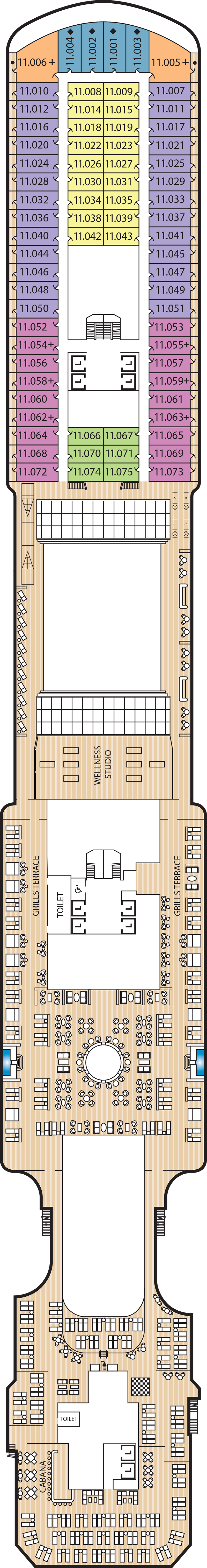 Deck 11 deck plan for Queen Anne