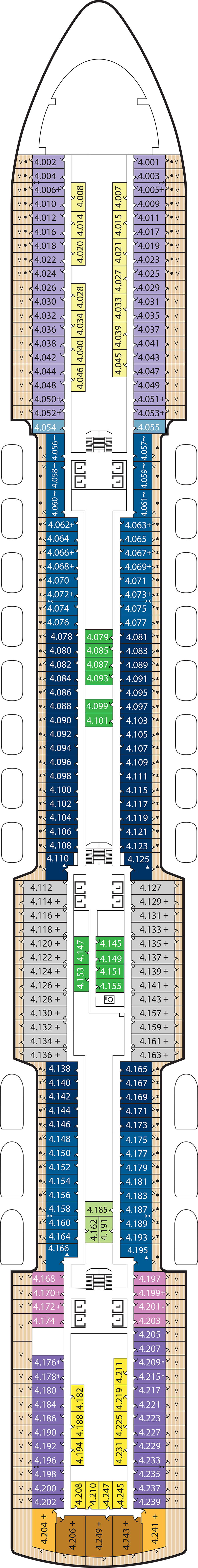 Deck 4 deck plan for Queen Anne