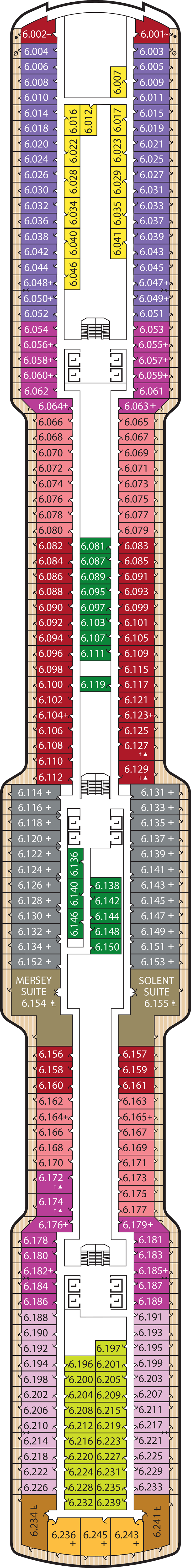 Deck 6 deck plan for Queen Anne