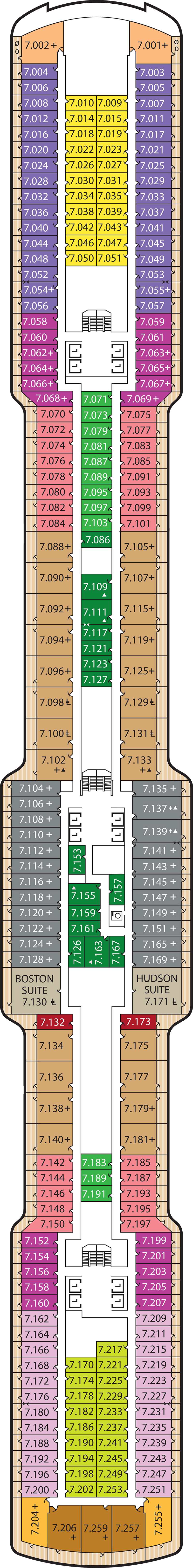 Deck 7 deck plan for Queen Anne