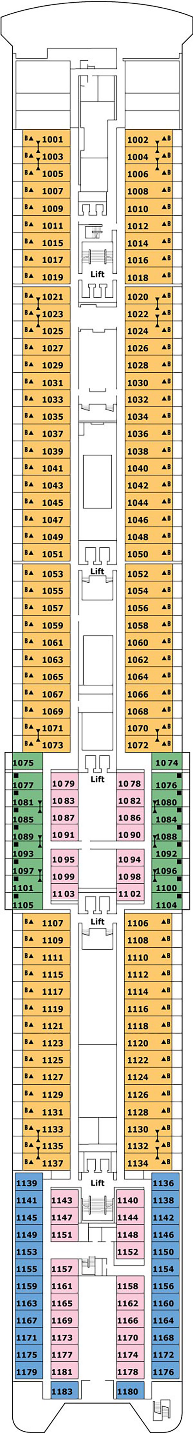 Tormalina (Deck 10) deck plan for MSC Armonia