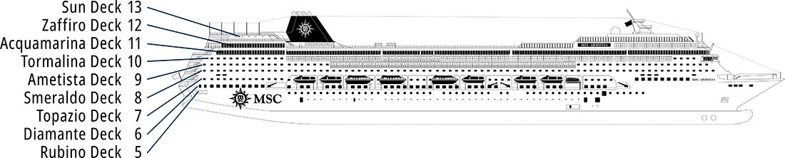 Where Rubino (Deck 5) is on MSC Armonia