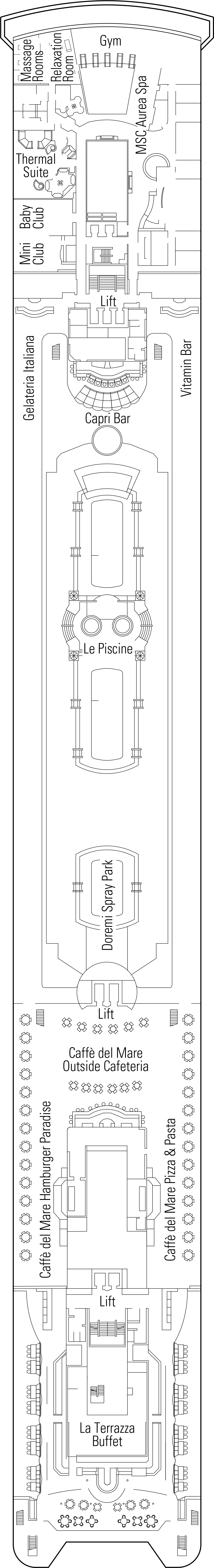 Debussy (Deck 11) deck plan for MSC Sinfonia