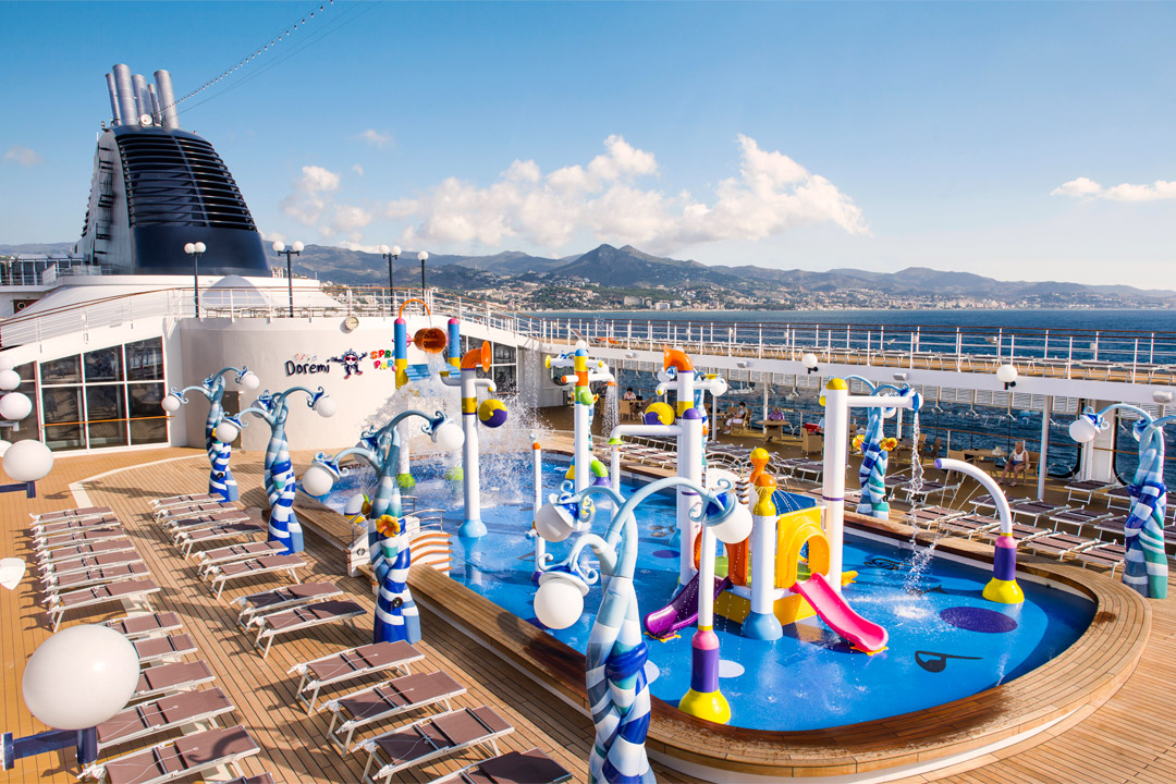  <em>MSC Lirica</em> is an excellent choice for a family vacation thanks to its fun, family-friendly features, such as the new spray park! 
