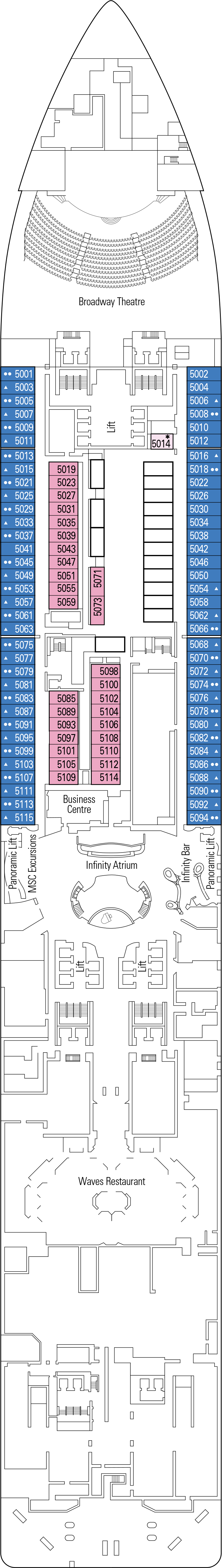 Colosseo (Deck 5) deck plan for MSC Meraviglia