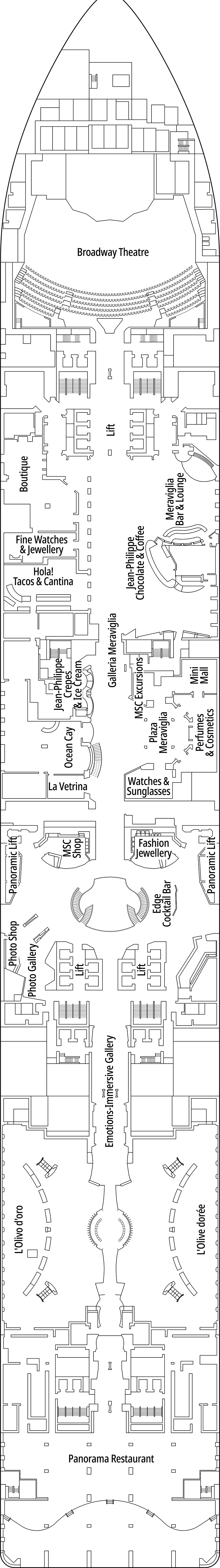 Petra (Deck 6) deck plan for MSC Meraviglia
