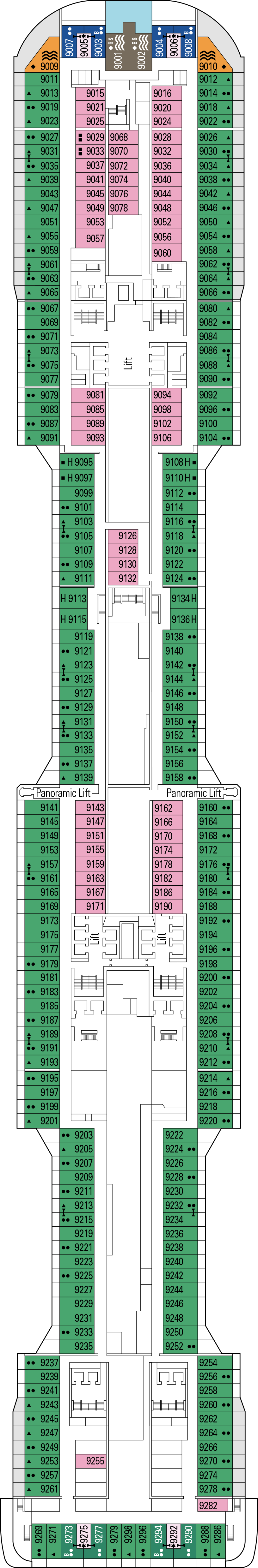 Alhambra (Deck 9) deck plan for MSC Meraviglia