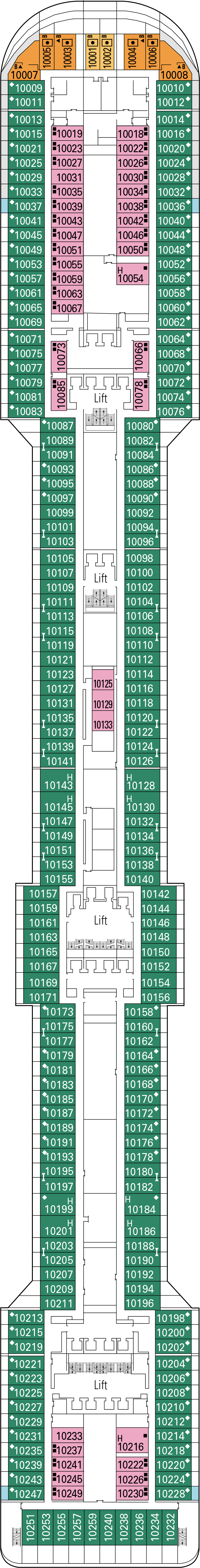 Sogno (Deck 10) deck plan for MSC Fantasia