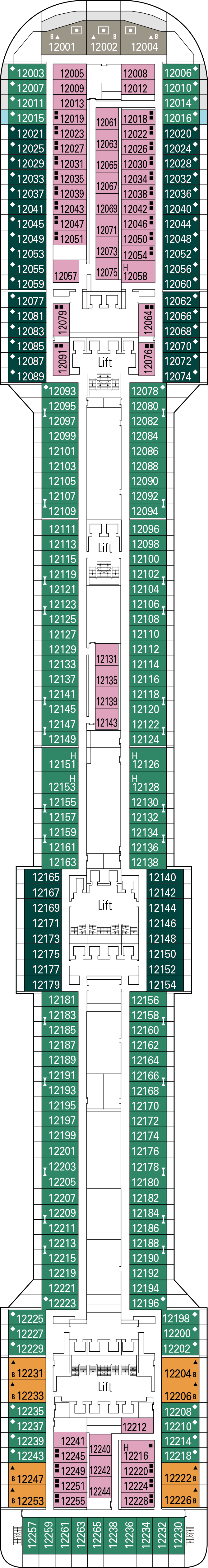 Incanto (Deck 12) deck plan for MSC Fantasia