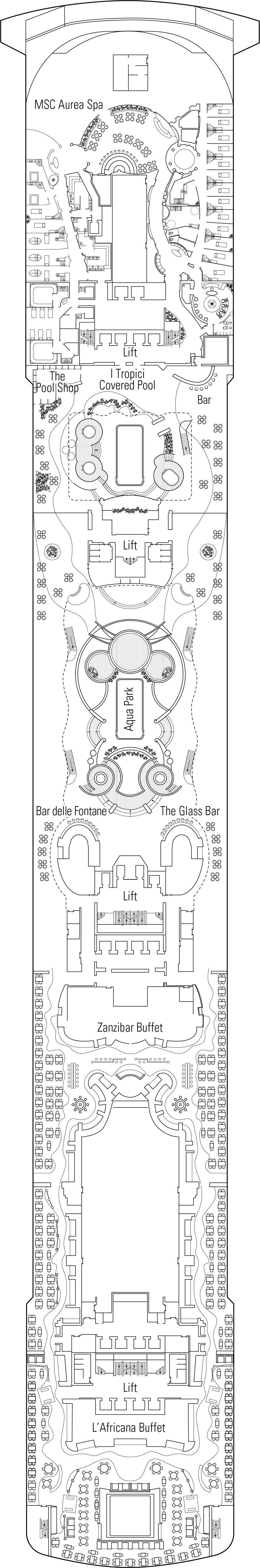 Miraggio (Deck 14) deck plan for MSC Fantasia