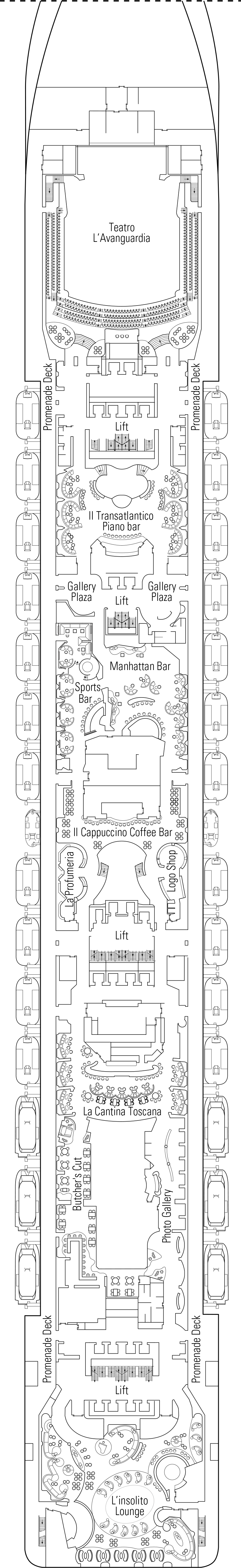 Sublime (Deck 7) deck plan for MSC Fantasia