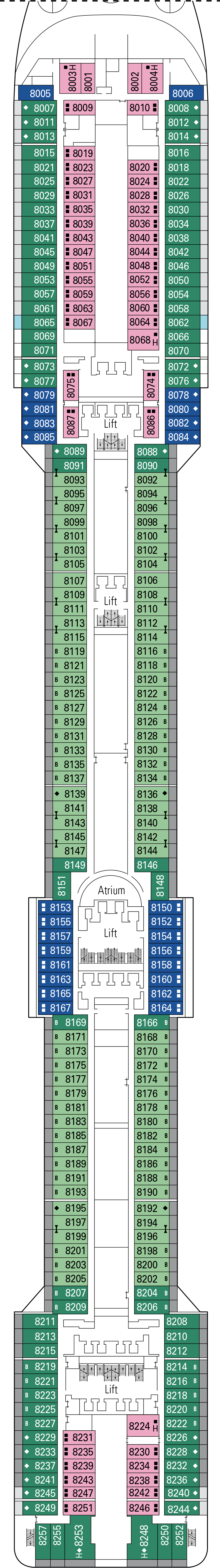 Favola (Deck 8) deck plan for MSC Fantasia