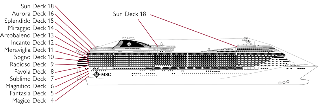 Where Magico (Deck 4) is on MSC Fantasia