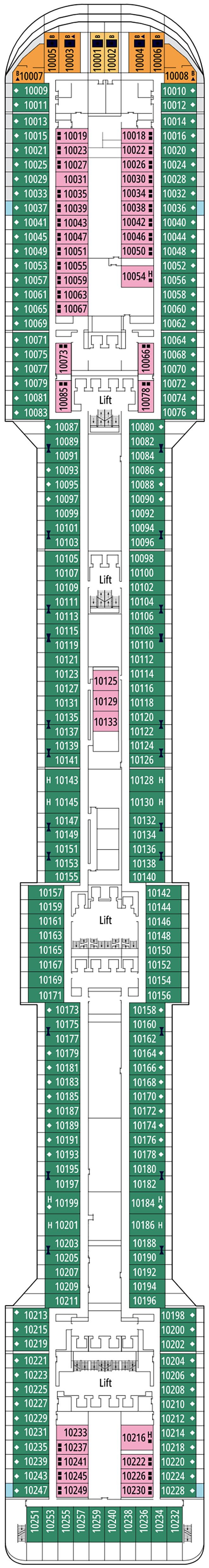 Botticelli (Deck 10) deck plan for MSC Splendida