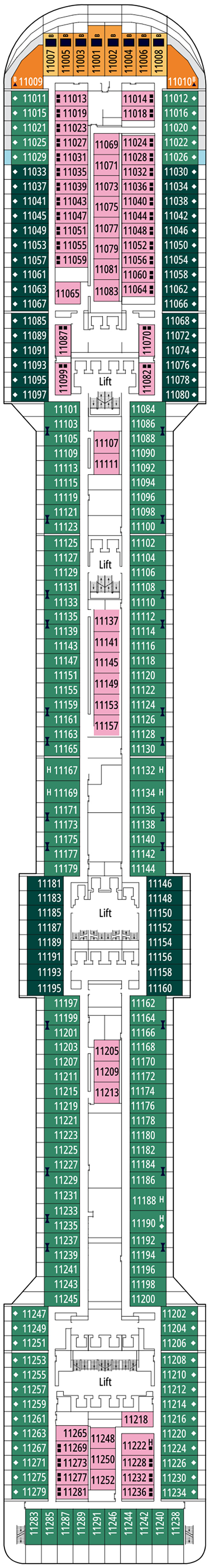 Caravaggio (Deck 11) deck plan for MSC Splendida