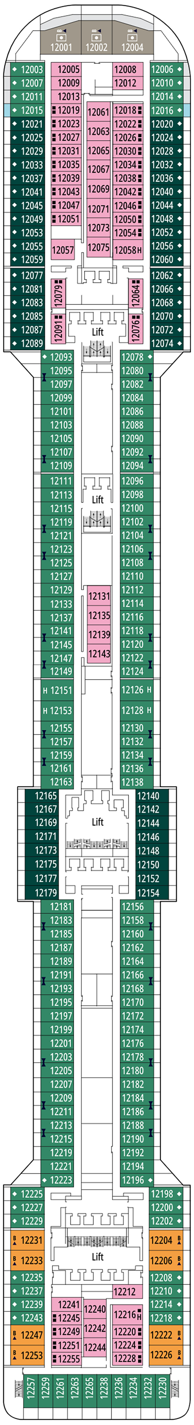 De Chirico (Deck 12) deck plan for MSC Splendida