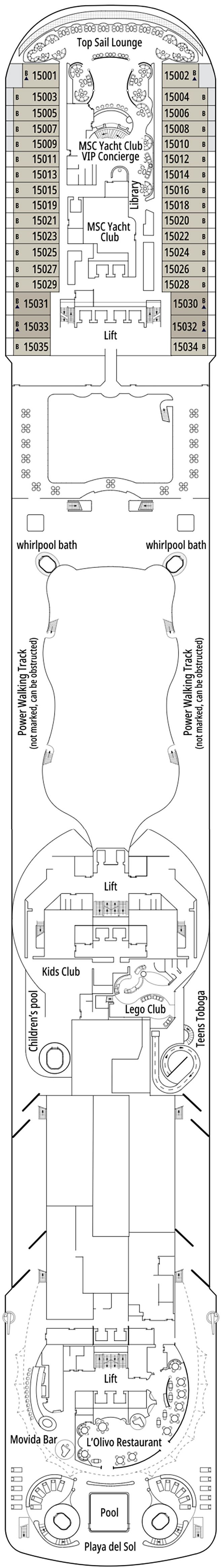 Leonardo Da Vinci (Deck 15) deck plan for MSC Splendida