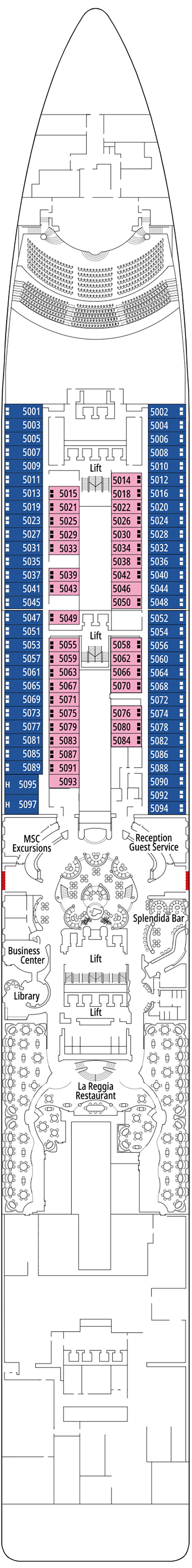 Canaletto (Deck 5) deck plan for MSC Splendida