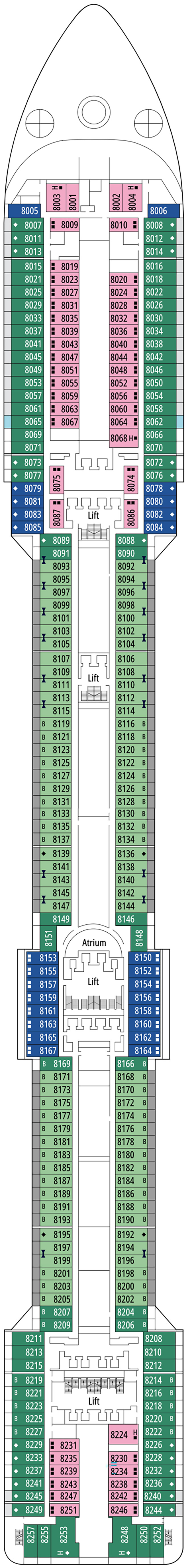 Giotto (Deck 8) deck plan for MSC Splendida
