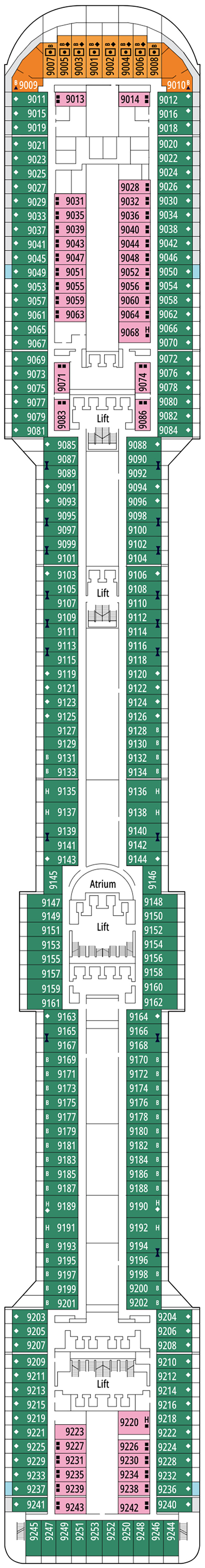 Tintoretto (Deck 9) deck plan for MSC Splendida