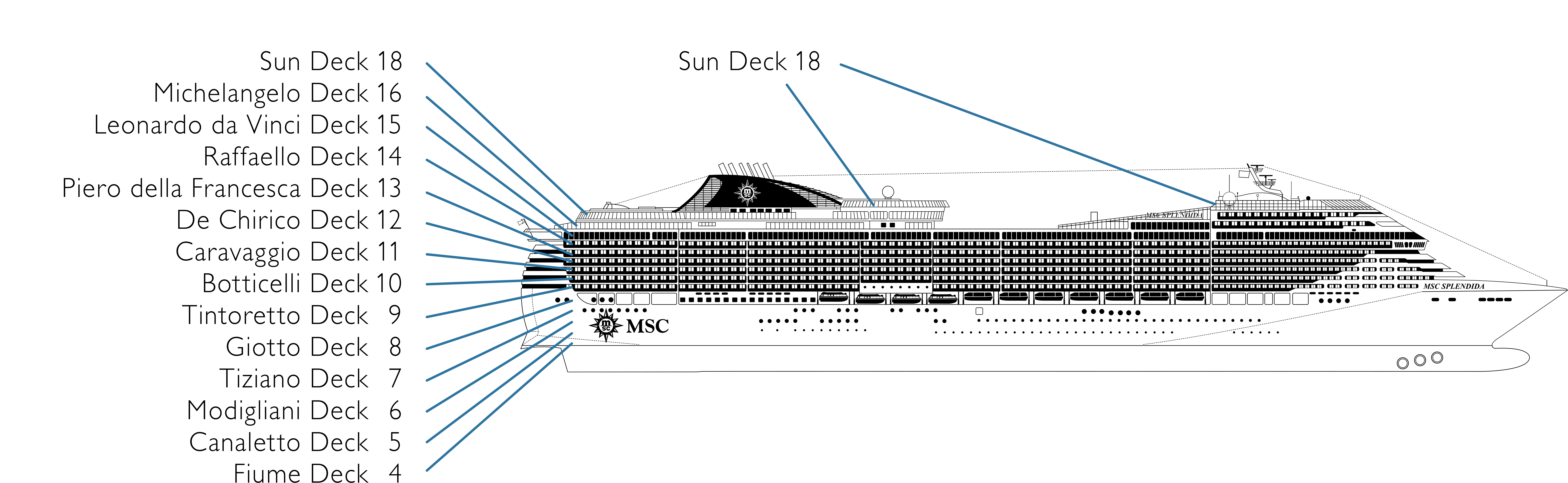 Where Fiume (Deck 4) is on MSC Splendida