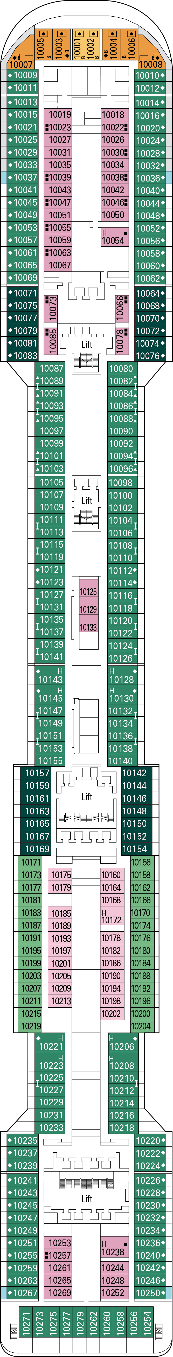 Giunone (Deck 10) deck plan for MSC Divina
