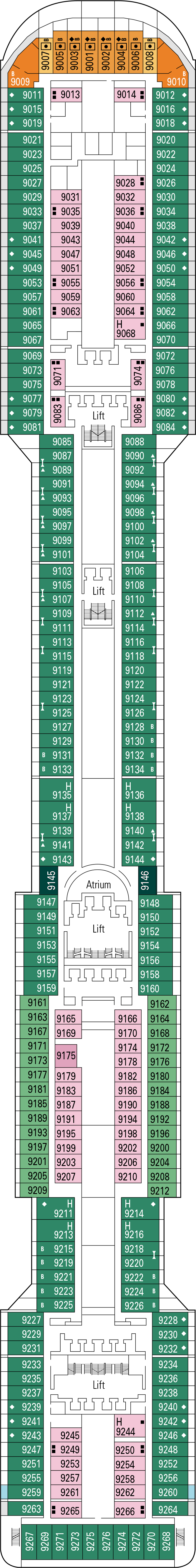 Minerva (Deck 9) deck plan for MSC Divina