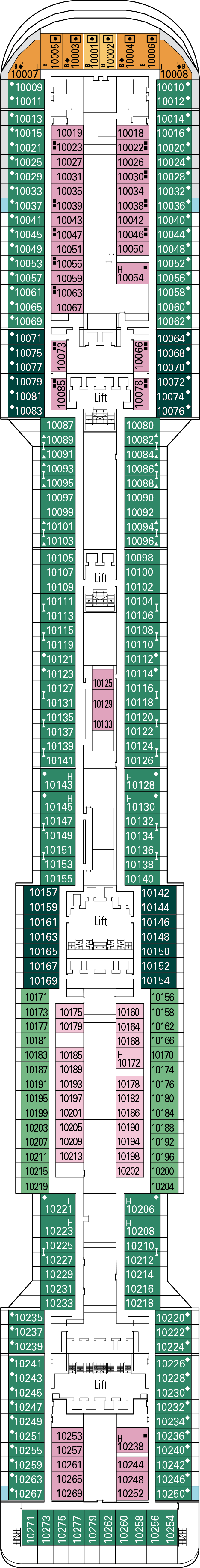 Tormalina (Deck 10) deck plan for MSC Preziosa