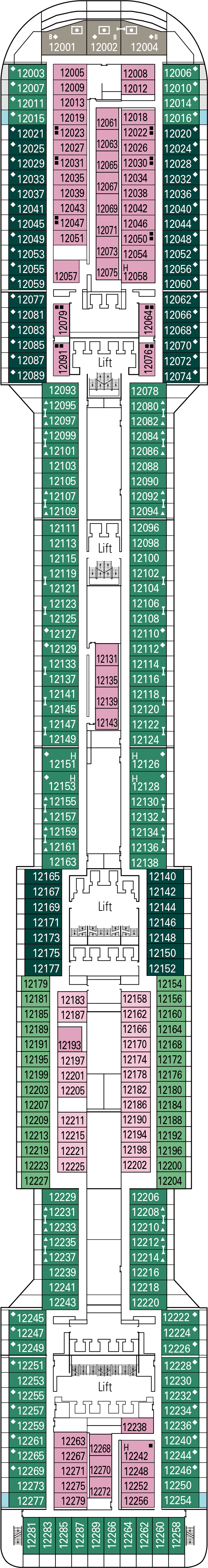 Opale (Deck 12) deck plan for MSC Preziosa