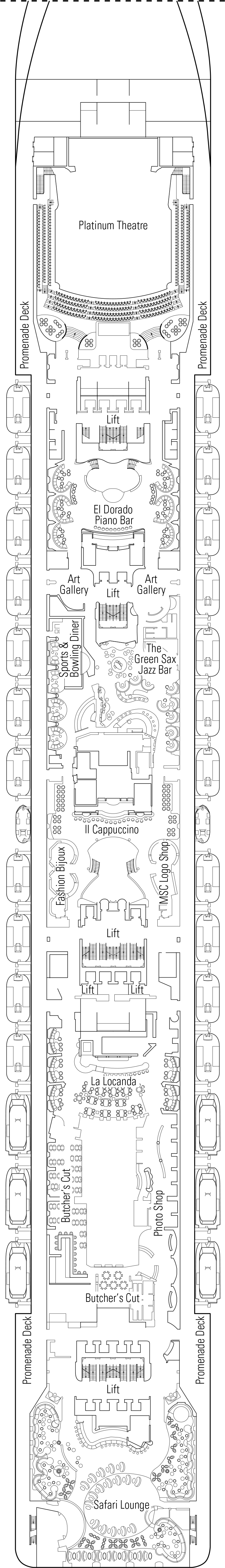 Rubino (Deck 7) deck plan for MSC Preziosa