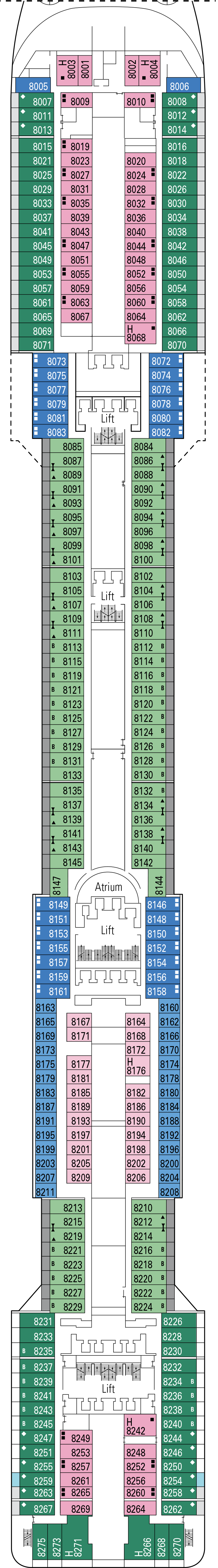 Onice (Deck 8) deck plan for MSC Preziosa