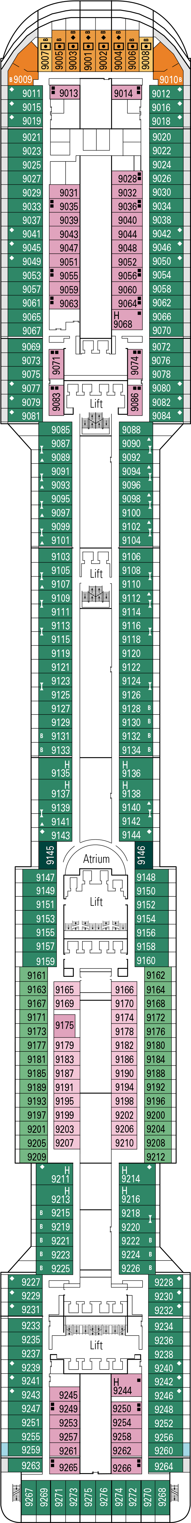 Agata (Deck 9) deck plan for MSC Preziosa