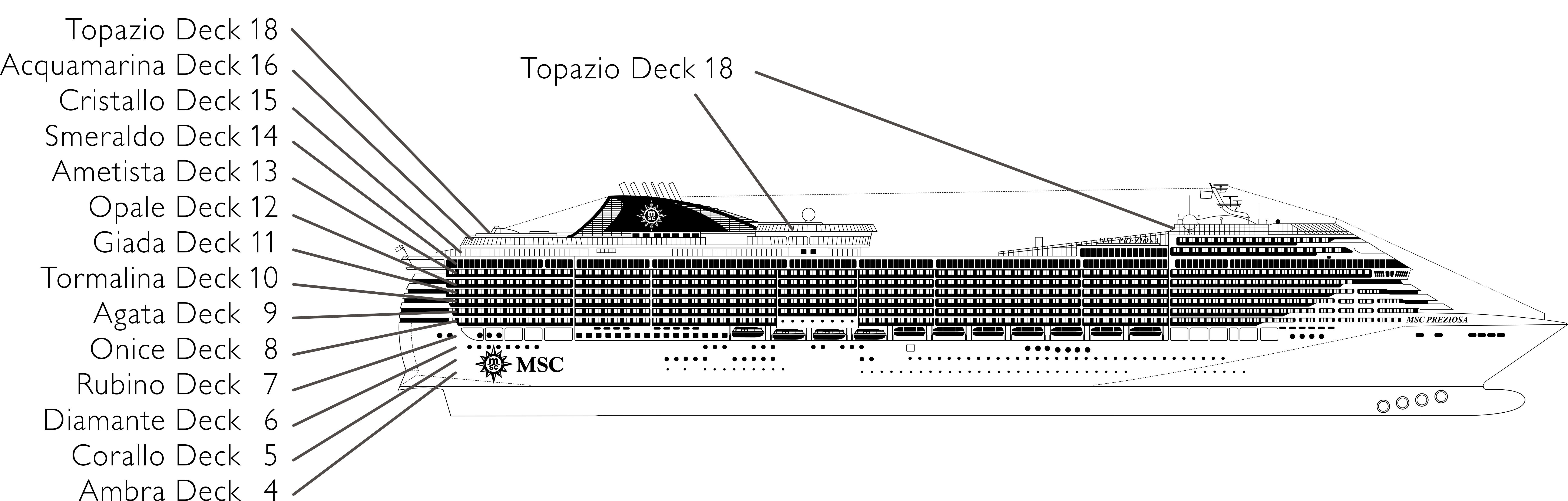 Where Ambra (Deck 4) is on MSC Preziosa