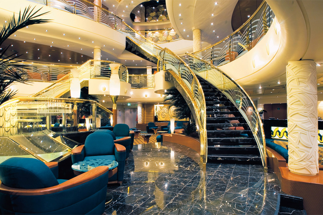  You will be blown away by the elegantly-designed lobby onboard this ship!  