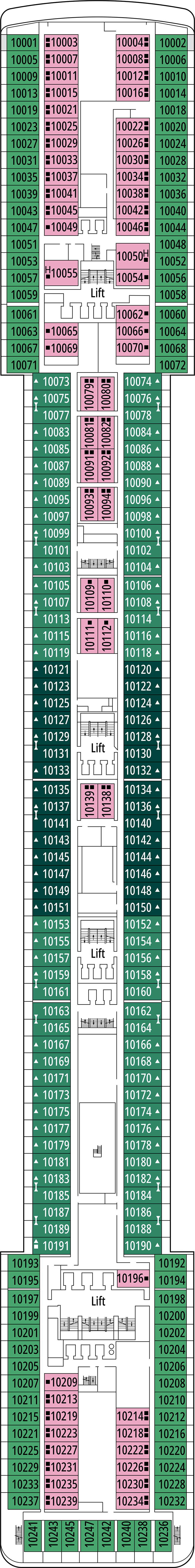 Lira (Deck 10) deck plan for MSC Orchestra